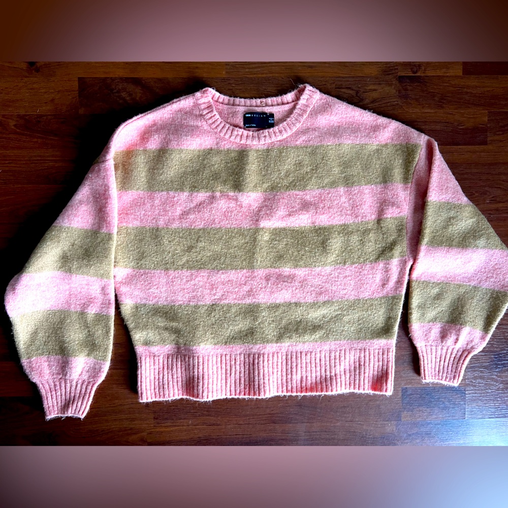 Asos Striped Knit Sweater Size 2 Brown &‎ Pink Stripe